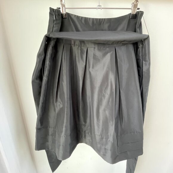 Designer pleated full skirt black Sandra Angelozzi with wide belt size 38 US 8 - Picture 5 of 10